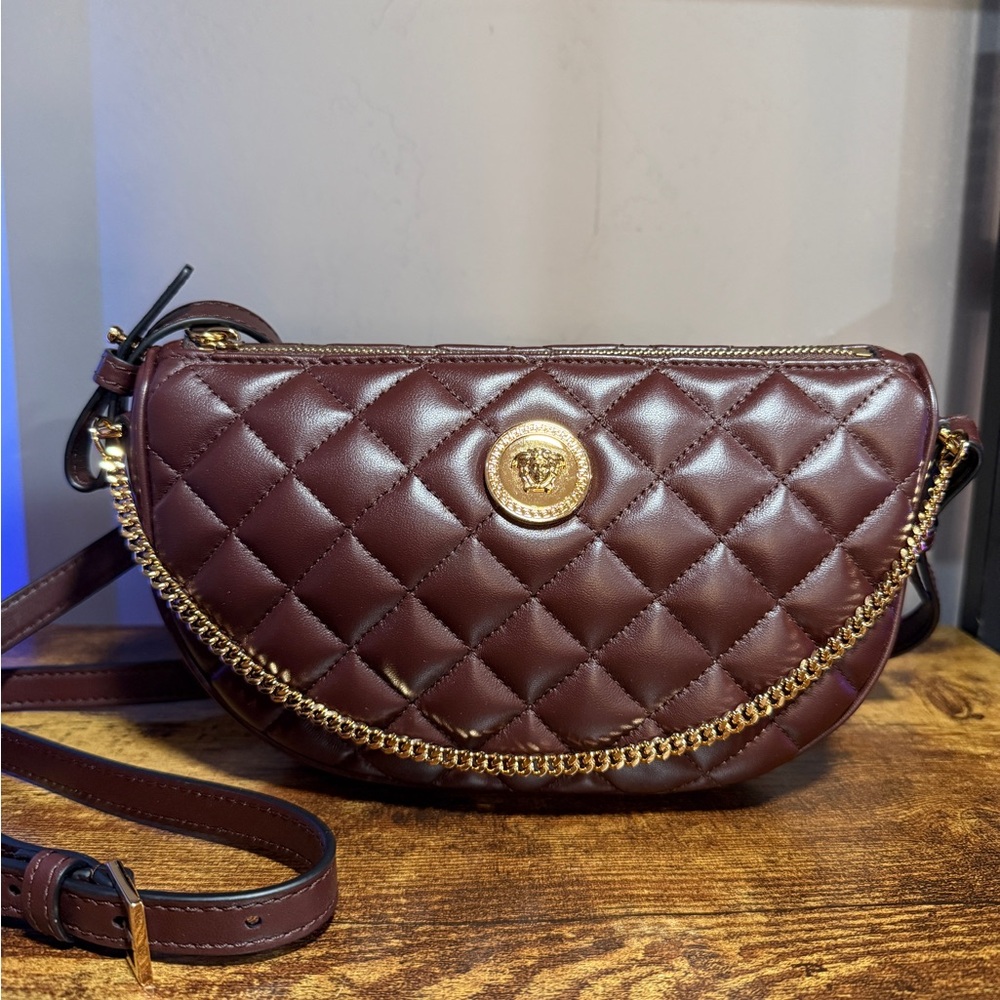 Versace Quilted Burgundy Crossbody Bag